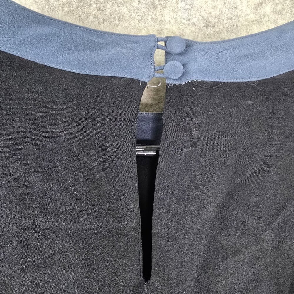 Cassis Vintage Colorblock Black Red & Blue Silk Midi Dress Size M Long Sleeve - Picture 4 of 9